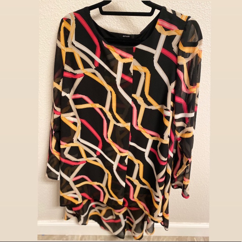 Alfani Black Multi Ribbon Top